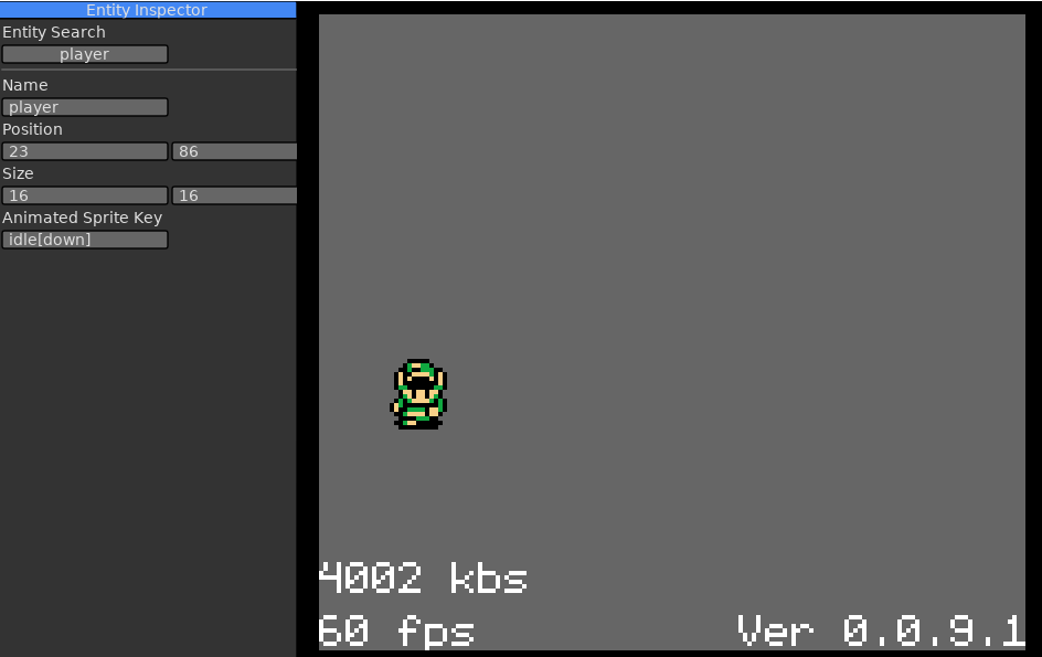 Entity Inspector in game screenshot